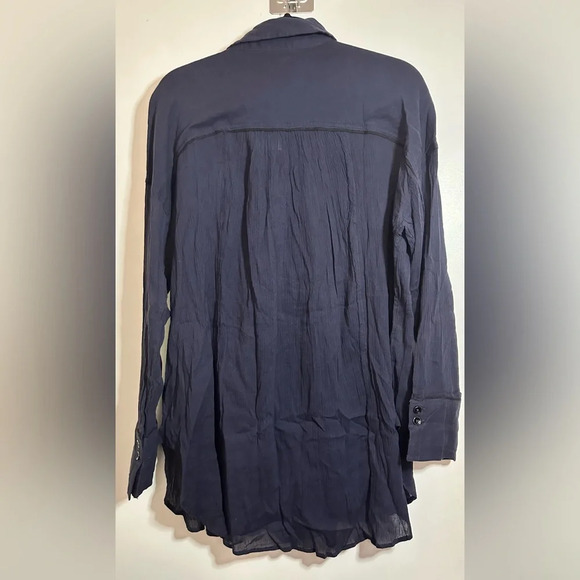 NWT Free People Midnight Navy Amore Gauze Button Down Shirt Size Small - Picture 3 of 13